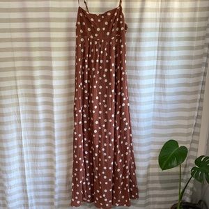 Abercrombie & Fitch size M spaghetti strap maxi dress, light brown/white